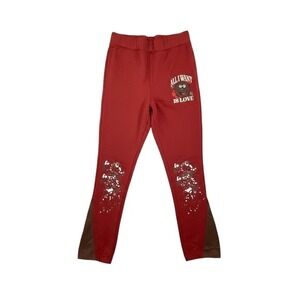 SBL Struck By Love Flare Leg Jogger Pants Rust Gray Fleece‎ Knit Colorblock M